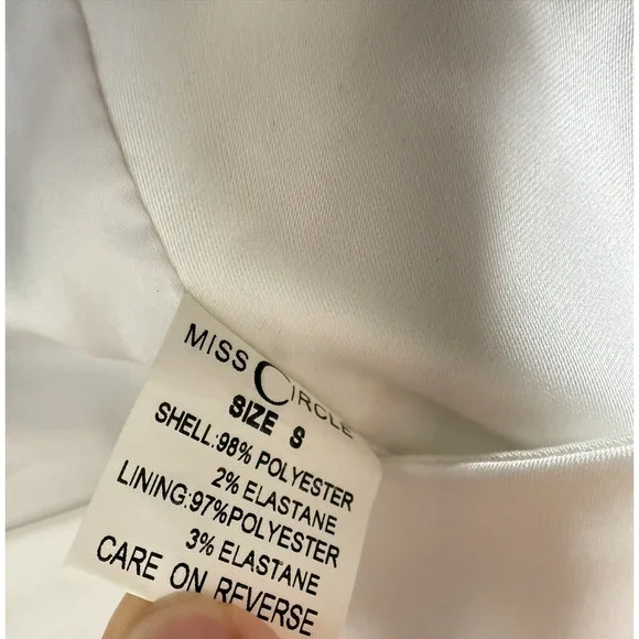 Miss Circle $185 Hedy Sz S White Satin Corset Mini Dress Ruch Mini Slit Silky - Picture 13 of 13
